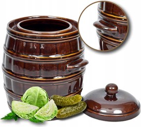 Fazék Hordó Kő Fedővel Savanyú Uborka Káposzta Kerámia 8L