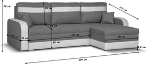 KONRAD Kinyitható sarokkanapé Sötétszürke/fehér