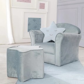 Világoskék bársony gyerek fotel Lil Sofa – Roba