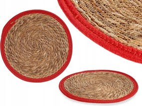 Kerek fonott Asztali Alátét 35 cm Juta piros Boho Asztalra