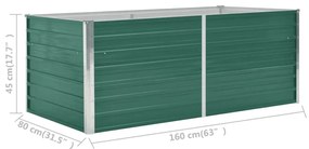 zöld horganyzott acél kerti magaságyás 160 x 80 x 45 cm