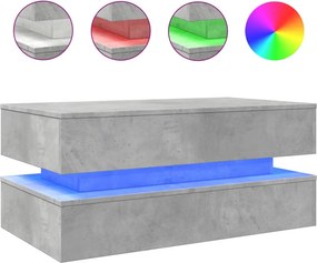 vidaXL betonszürke dohányzóasztal LED-lámpákkal 90x50x40 cm
