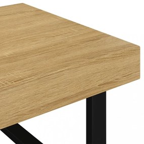 világosbarna és fekete MDF és vas dohányzóasztal 120x60x40 cm