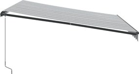 Antracitszürke és fehér kézzel kihúzható napellenző 400x350 cm