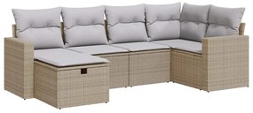 vidaXL 6 részes bézs polyrattan kerti ülőgarnitúra párnával