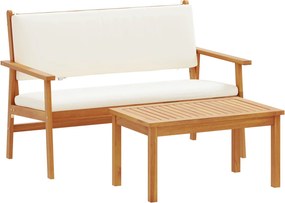 vidaXL Kerti Kanapé Szett párnával 2 pcs Krémszín Tömör Akácfa