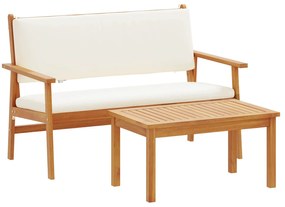 vidaXL Kerti Kanapé Szett párnával 2 pcs Krémszín Tömör Akácfa