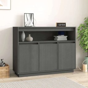 vidaXL szürke tömör fenyőfa tálalószekrény 104,5x34x80 cm