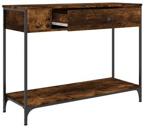 füstös tölgy színű szerelt fa tálalóasztal 100 x 34,5 x 75 cm