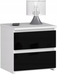 Éjjeliszekrény CL2 fehér-fekete fényes 40cm 2fiókos Akd