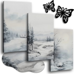 Vászonkép Tájkép 150x70 cm Nappali Képek Kilátás Tél Hó Rét