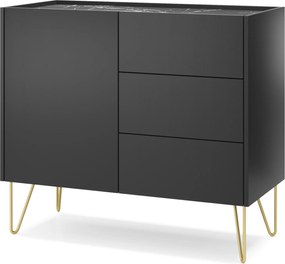 Komodee Komód Canmore KSZ97 Fekete Grafit Márvány Arany lábak