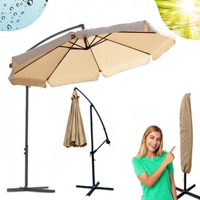 Nagy kerti napernyő állvánnyal - bézs színű