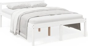 vidaXL Double fehér tömör fenyőfa ágy időseknek 135 x 190 cm