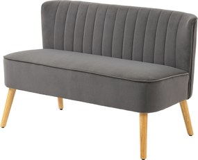 HOMCOM 2 személyes velúrhatású kanapé, modern kárpitozott kis kanapé nappaliba/hálószobába, sötétszürke — 117 x 56,5 x 77 cm | Aosom