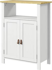 kleankin Fürdőszoba Szekrény 2 Ajtóval, Nyitott Rekesszel és Állítható Polcokkal Modern Fürdőszobai Bútor 60x30x80,5 cm Fehér | Aosom