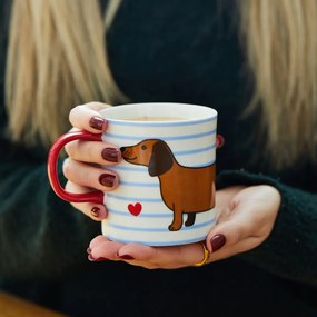 Kék-barna porcelán bögre 300 ml Sausage Dog – Sass &amp; Belle
