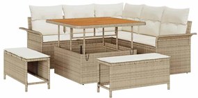 vidaXL Kerti Kanapé Szett párnával 8 pcs Bézs polirattan