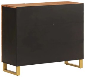 barna és fekete tömör mangófa kisszekrény 90x33,5x75 cm