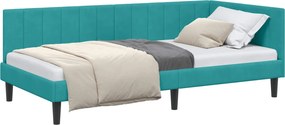 vidaXL Sarokágy keret fejtámlával Türkiz 90 cm x 190 cm Bársony