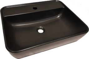 CeraStyle ONE - PULTRA ültethető - Top Counter- porcelán mosdó - MATT FEKETE - csaplyukas - 55 x45cm
