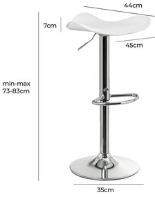 Fehér kárpitozott állítható magasságú bárszék szett 2 db-os (ülésmagasság 73 cm) – Casa Selección