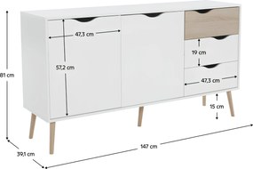 komód, tölgy sonoma / fehér, OSLO 75381