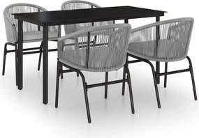 vidaXL 5 részes szürke kerti étkezőgarnitúra