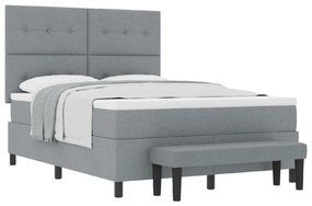 Box Spring Ágy Matraccal és Padlóval, Világosszürke 140x200 cm, Szövet
