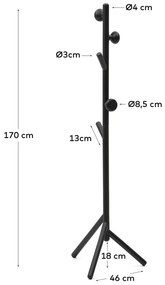 Fekete bükkfa fogas 46x170 cm Nadue – Kave Home