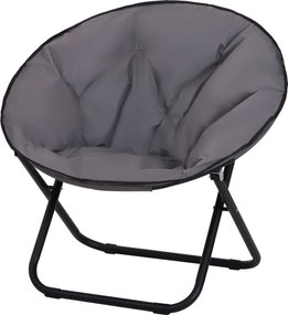 Outsunny Összecsukható Hold Szék - Hold Lemez Szék Oxford Szövet Üléssel és Fém Lábakkal - 120 kg Teherbírás - 80x80x75 cm - Szürke | Aosom