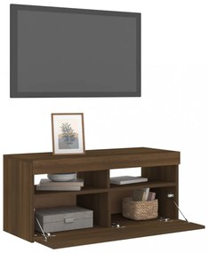 barna tölgyszínű TV-szekrény LED-világítással 90 x 35 x 40 cm
