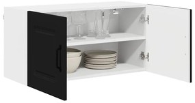 Fali konyhaszekrény polcokkal Fekete 80 x 31 x 40 cm Faanyag