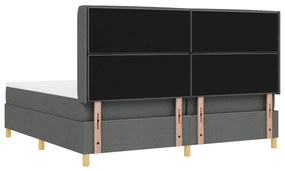Boxspring Ágy Matrac Bőrhatás Szürke 200x200 cm