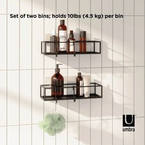 Fekete öntapadós acél fürdőszobai polc szett 2 db-os Cubiko – Umbra