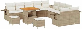 vidaXL Kerti Kanapé Szett 13 pcs Bézs polirattan