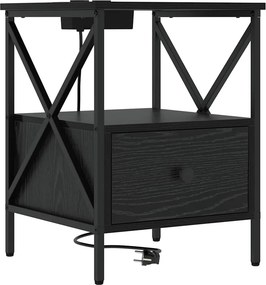 vidaXL Éjjeliszekrény fiókkal Fekete tölgy 41,5 x 40,5 x 55 cm Faanyag