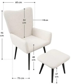 Juskys Odense fotel lábtartóval – krém