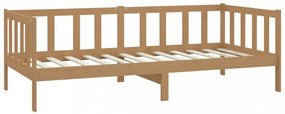 mézbarna tömör fenyőfa dívány matraccal 90 x 200 cm