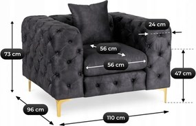 Fotel SORRENTO 1S Czarny Welurowy