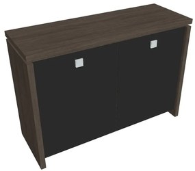 Verno alacsony szekrény 128 x 46 x 90 cm, üvegajtó, antracit tölgy / fekete