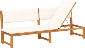 vidaXL Napozó párnával Olaj Természetes 200 x 57 x 75 cm Tömör akácfa