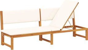 vidaXL Napozó párnával Olaj Természetes 200 x 57 x 75 cm Tömör akácfa