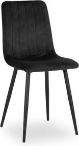 Fekete bársonyszék LAVA ONYX fekete lábakkal