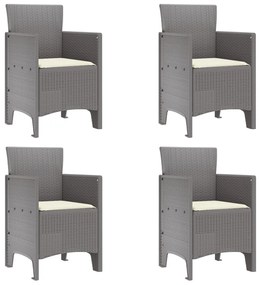 5 Részes Kerti Étkezőszett Párnákkal Világosszürke Poly Rattan