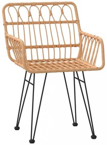 2 db fekete PE rattan karfás kerti szék 56 x 64 x 80 cm