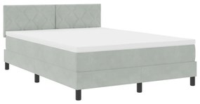 Boxspring Ágy Mattal &amp; LED Fény Világosszürke 160x200 cm Bársony