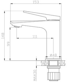 Caldo Freddo mosdó csaptelep - Gun Metal - fegyverszürke - leeresztő nélkül