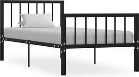 vidaXL fekete fém ágykeret 100 x 200 cm