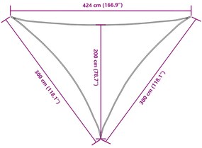 terrakotta háromszögű oxford-szövet napvitorla 3 x 3 x 4,24 m